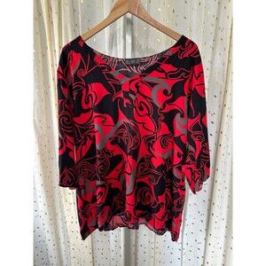 Hina Hawaii Hawaiian Lole Polynesian Tribal Wide V-Neck Tunic Blouse XL